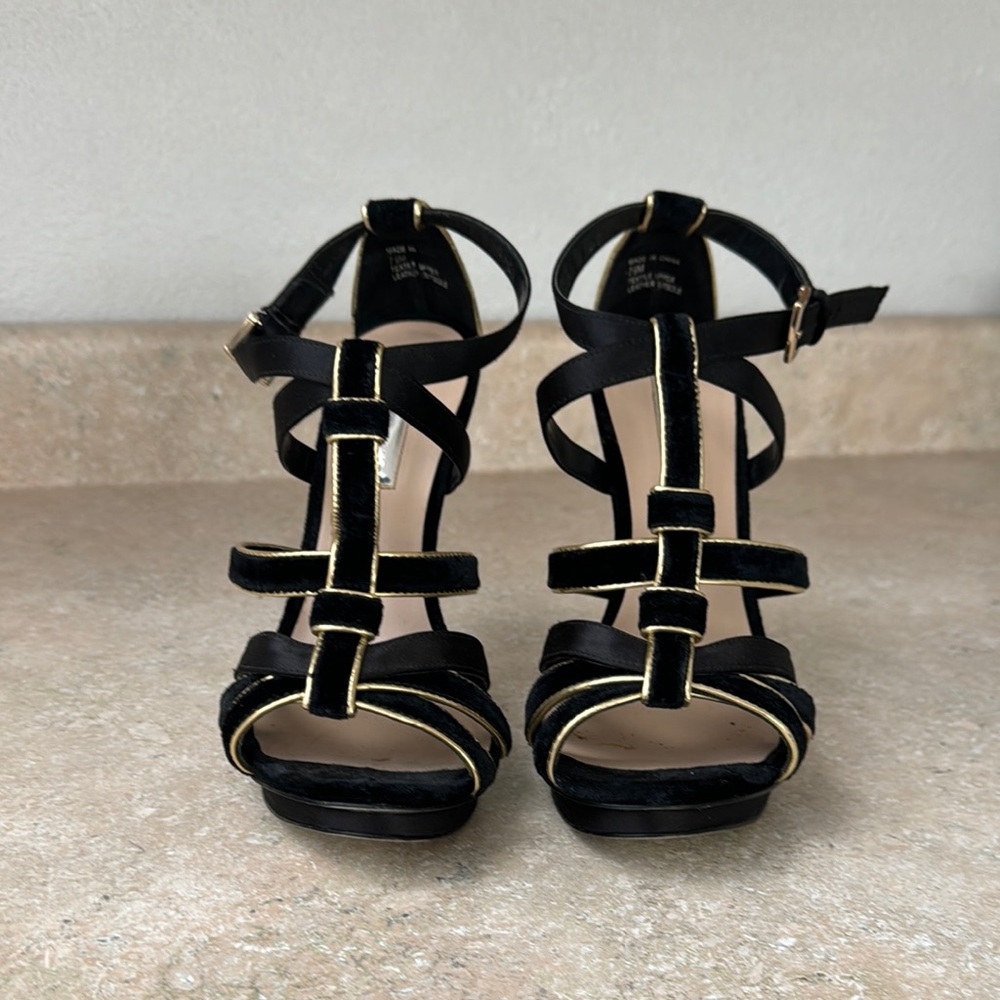 H by Halston Elegant Black Strappy Heels